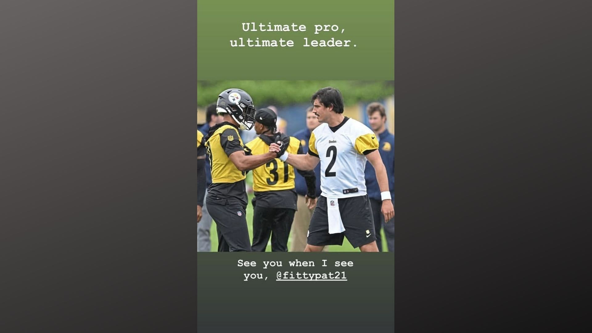Mason Rudolph IG Story of Minkah Fitzpatrick Jr.
